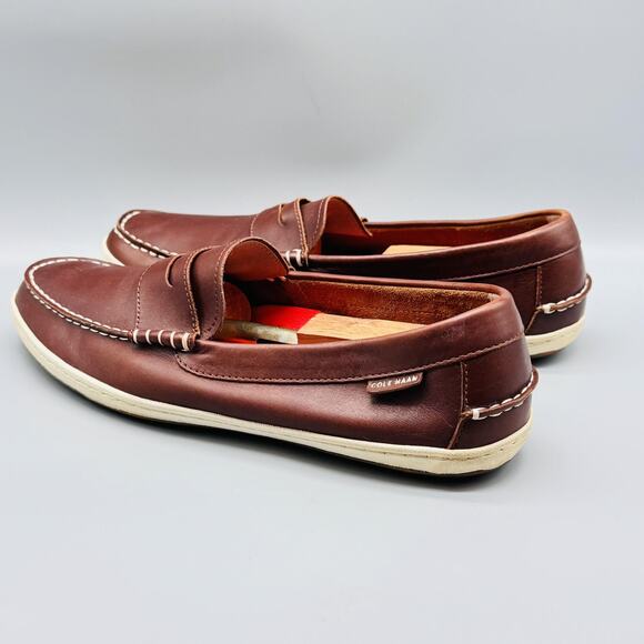 Cole Haan Shoes Mens 13 Brown Leather Driving Penny Loafers Moc Slip On Walking - Picture 4 of 11